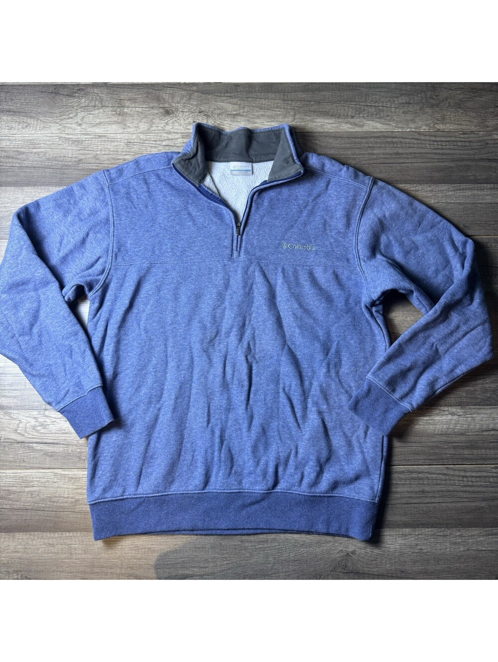 Columbia Men’s Medium Blue 1/4 Zip Fleece Pullover Lightweight Outdoor Jacket